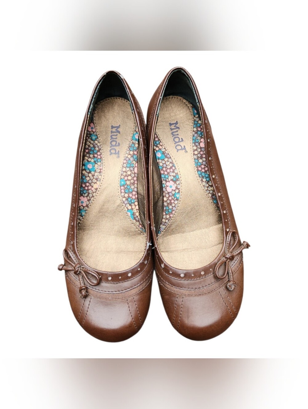 vintage y2k brown wedge ballet flats MUDD size 10M bow balletcore Academia